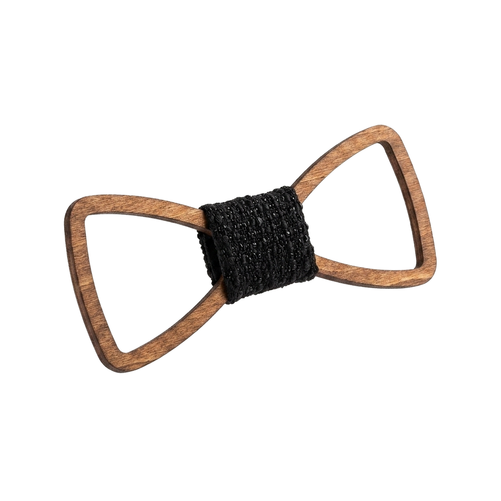 Outline Wooden Bow Tie (Golden Mahogany)